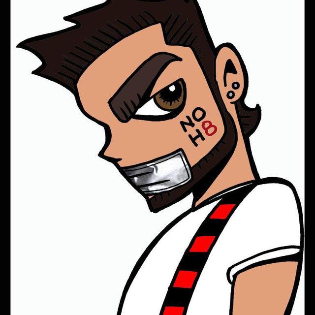 Ricky Mestre - My name is Ricky Mestre and I drew this picture and posed with a print of it for my NOH8 photo in New York! :)I support the cause and I'm waiting for this to come back in my area so I can do it again for the third time! :) 